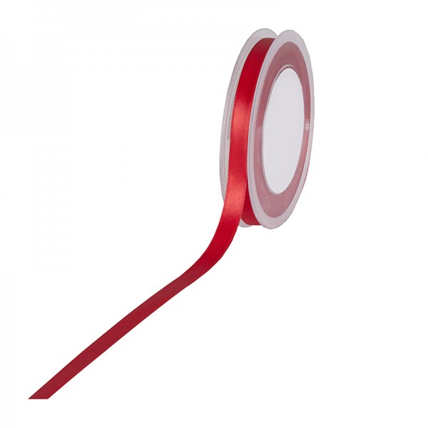 Satinband SIMPEL, rot: 10 mm breit / 25 Meter, mit einfacher schlichter Webkante.