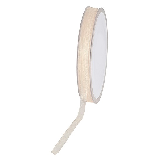 Organzaband: 7mm breit / 50m-Rolle, creme