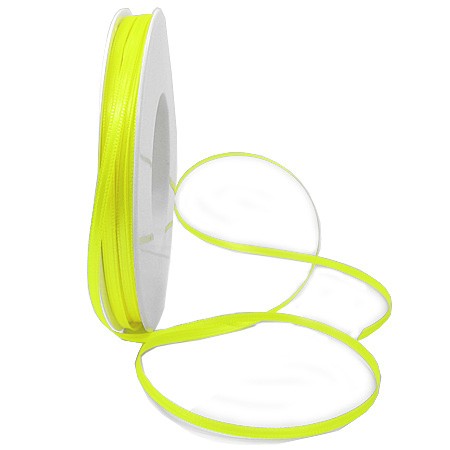 Satinband SINFINITY, neongelb: 3mm breit / 50m-Rolle, mit feiner Webkante.