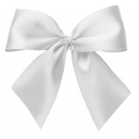 Fertigschleifen aus doppelseitigem Satinband, weiß mit 2 Flügeln: 25 Stück in Klarsicht-Box. Maße: von Flügel zu Flügel: ca. 10 cm Fertigschleifen aus doppelseitigem Satinband, weiß mit 2 Flügeln: 25 Stück in Klarsicht-Box. Maße: von Flügel zu Flügel: ca. 10 cm