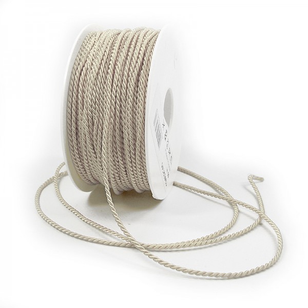 Kordel: 2mm breit / 50m-Rolle, creme