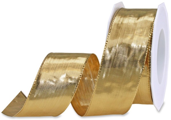 Goldband Glory: 38mm breit / 25m-Rolle, mit Drahtkante