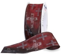 Trauerband-CONDOLENCE, bordeaux: 40 mm breit / 20-Meter-Rolle, mit Drahtkante. Trauerband-CONDOLENCE, bordeaux: 40 mm breit / 20-Meter-Rolle, mit Drahtkante.