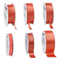Satinband-PRÄSENT, koralle:verschiedene Breiten / 25m-Rolle, mit feiner Webkante Satinband-PRÄSENT, koralle:verschiedene Breiten / 25m-Rolle, mit feiner Webkante