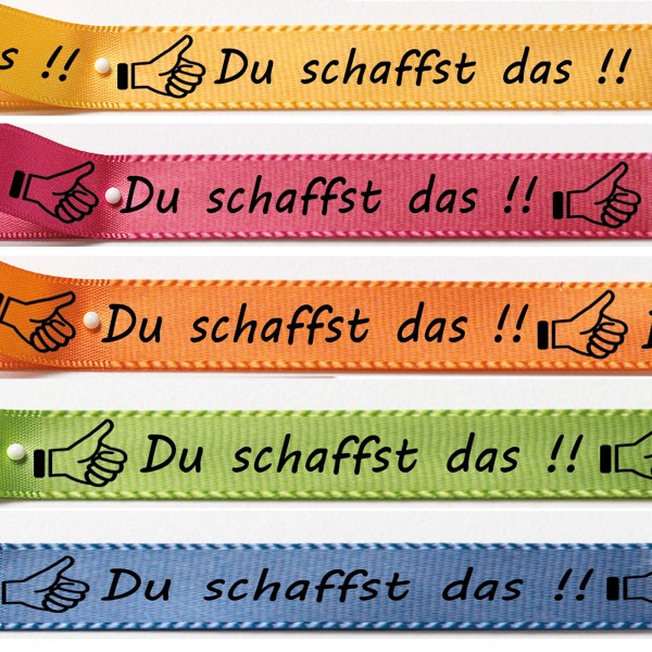 Satinband-Set Du schaffst das: 15mm breit / 5x3m-Set 