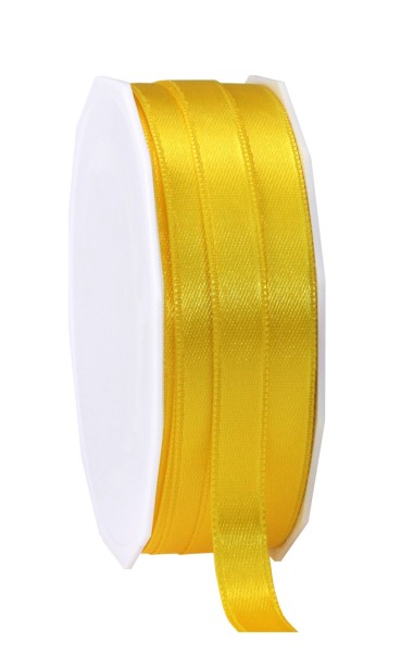 Satinband-PRÄSENT, gelb: 15mm breit / 25m-Rolle, mit feiner Webkante.