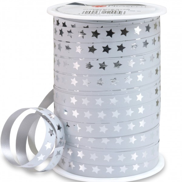 Polyband: CHRISTMAS-STAR: 10mm / 100m-Rolle, weiss