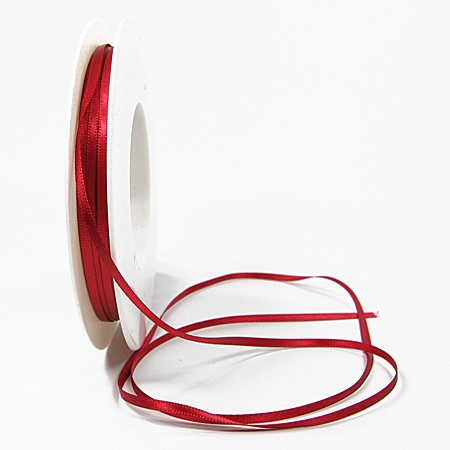 Satinband-SINFINITY, rot: 3mm breit / 50m-Rolle, mit feiner Webkante