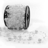 Dekoperlen, weiß - 8mm breit / 15m-Rolle. Dekoperlen, weiß - 8mm breit / 15m-Rolle.