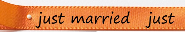 Hochzeitsband "just married" 15mm breit/25m Rolle orange