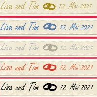 Eheringe individuell bedruckt auf cremefarbenem Band: 15mm breit / 25m-Rolle Eheringe individuell bedruckt auf cremefarbenem Band: 15mm breit / 25m-Rolle