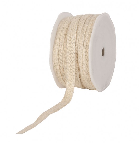 Jute-Flechtband, creme: 12mm breit / 20m-Rolle