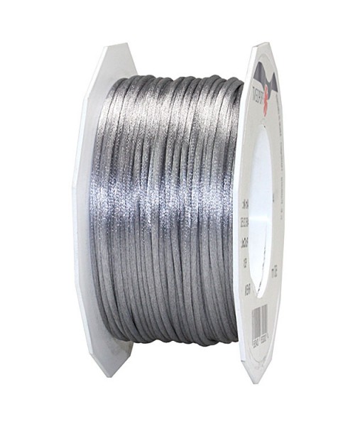 Satinkordel, silber-grau: 3 mm breit - 50-Meter-Rolle