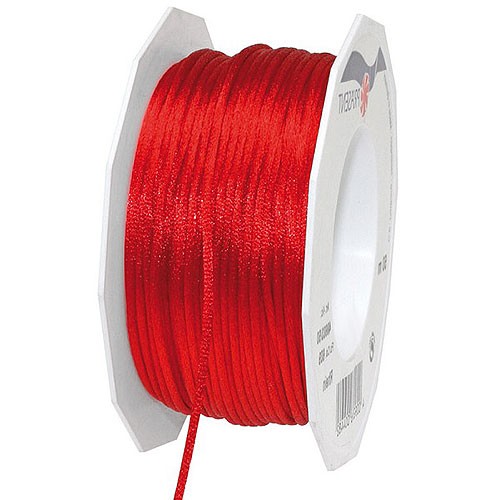 Satinkordel, rot: 3 mm breit - 50-Meter-Rolle