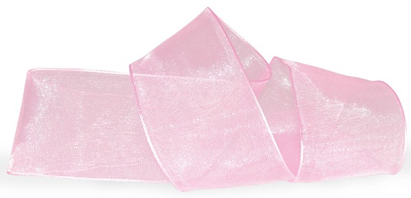 Organzaband-CHIFFON, rosa: 40mm breit / 50m-Rolle, mit feiner Webkante.