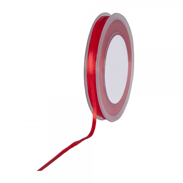 Satinband SIMPEL, rot: 3 mm breit / 50 Meter, mit einfacher schlichter Webkante.