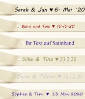 Ihre Namen und Hochzeitsdaten auf cremefarbenen Band Ihre Namen und Hochzeitsdaten auf cremefarbenen Band
