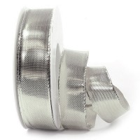 Silberband Glory: 25mm breit / 25m-Rolle, mit Drahtkante. Silberband Glory: 25mm breit / 25m-Rolle, mit Drahtkante.
