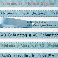 Ihr Text auf Satinband hellblau: 15mm breit / 25m-Rolle Ihr Text auf Satinband hellblau: 15mm breit / 25m-Rolle