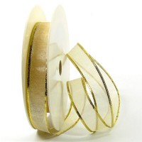 Organzaband-Magic: Creme-Gold, 25m-Rolle - 15mm breit Organzaband-Magic: Creme-Gold, 25m-Rolle - 15mm breit