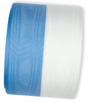 Vereinsband Schützenband, blau-weiss, 75mm breit / 25m-Rolle, mit Moiré-Struktur. Vereinsband Schützenband, blau-weiss, 75mm breit / 25m-Rolle, mit Moiré-Struktur.