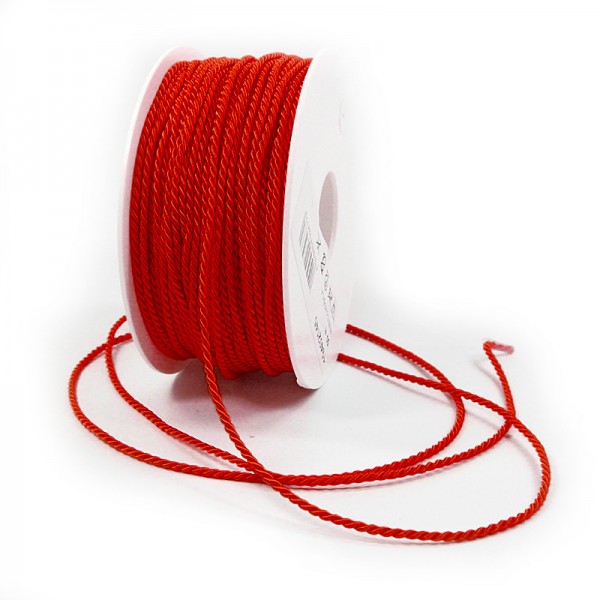 Kordel: 2mm breit / 50m-Rolle, rot.