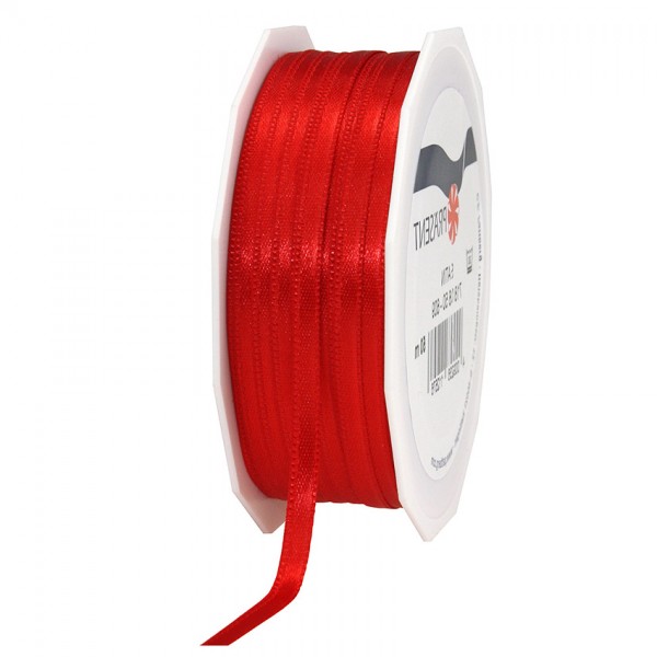 Satinband-PRÄSENT, rot: 6mm breit / 50m-Rolle, mit feiner Webkante.