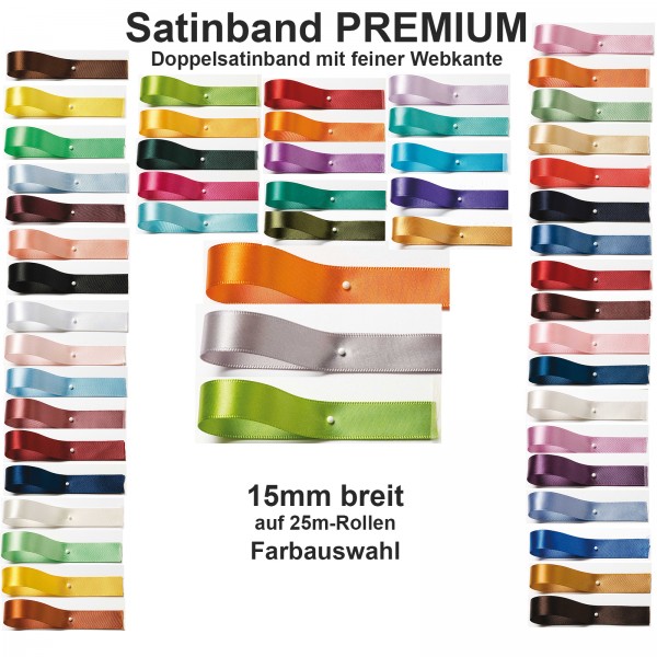 Satinband 15 mm breit / 25m-Rolle - Farbauswahl-SINFINITY