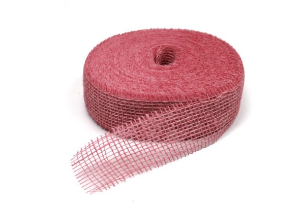 Juteband hart appretiert, rosa: 50mm breit / 40m-Rolle
