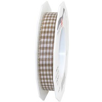 Vichy-Karoband, taupe-weiss: 15mm breit / 20m-Rolle Vichy-Karoband, taupe-weiss: 15mm breit / 20m-Rolle