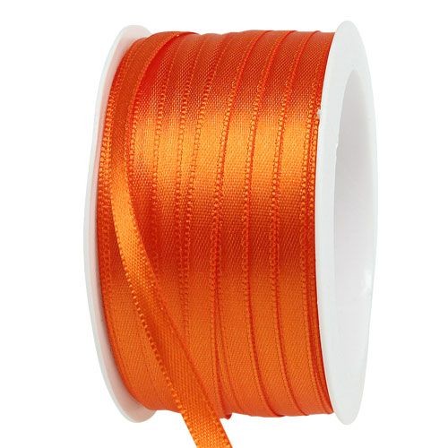 Satinband-SATINA: 6mm breit / 50m-Rolle, orange.