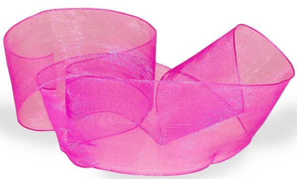 Organzaband-CHIFFON, pink: 40mm breit / 50m-Rolle, mit feiner Webkante.