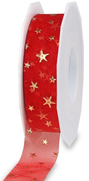 Weihnachtsband-CANADA, rot: 25mm breit / 20m-Rolle