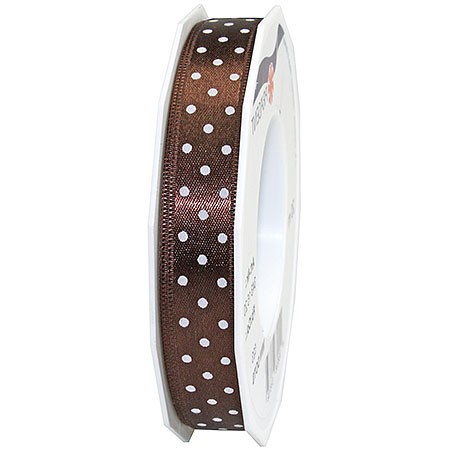 Pünktchenband, dunkelbraun: 15mm breit / 20m-Rolle