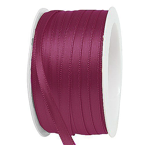 Satinband, fuchsia "SATINA": 6 mm breit / 50 Meter, mit einfacher schlichter Webkante.