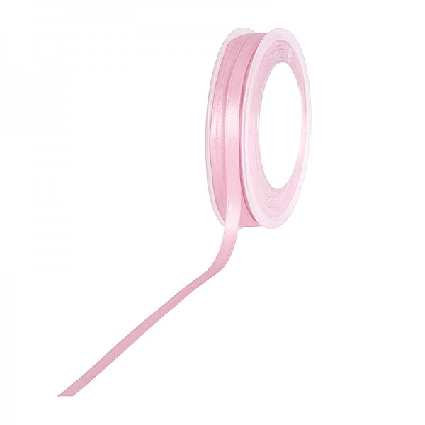 Satinband SIMPEL, rosa: 6 mm breit / 50 Meter, mit einfacher schlichter Webkante.
