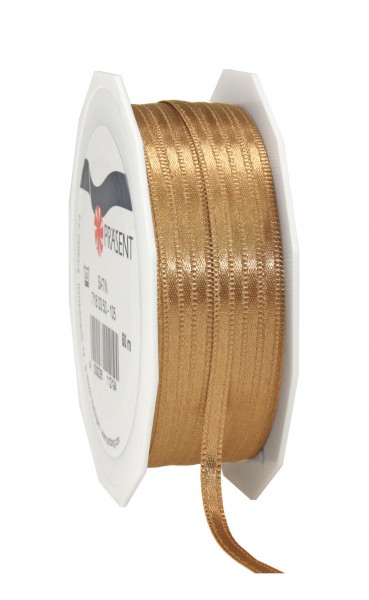 Satinband-PRÄSENT: 3mm breit / 50m-Rolle, gold.