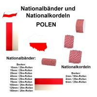 Nationalbänder und Nationalkordeln POLEN: verschiedene Breiten und Längen Nationalbänder und Nationalkordeln POLEN: verschiedene Breiten und Längen