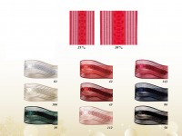 Roses - Organzaband mit mittigem Satinbandstreifen mit Rosenmotiv: 25mm oder 38mm breit / 25m-Rollen Roses - Organzaband mit mittigem Satinbandstreifen mit Rosenmotiv: 25mm oder 38mm breit / 25m-Rollen