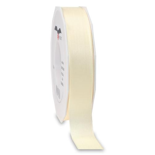 Taftband, creme: 25mm breit / 50m-Rolle, mit feiner Webkante.