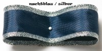 Dekoband Classic, nachtblau-silber: 50mm breit / 25m, mit Drahtkante Dekoband Classic, nachtblau-silber: 50mm breit / 25m, mit Drahtkante