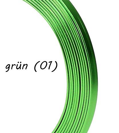 Aluminium-Flachdraht: ca. 5mm x 1mm - 10m-Ring: grün (01)