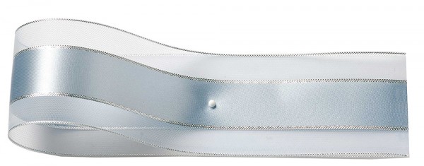 Dekorband-SHINY, hellblau-silber: 38mm breit / 25m-Rolle