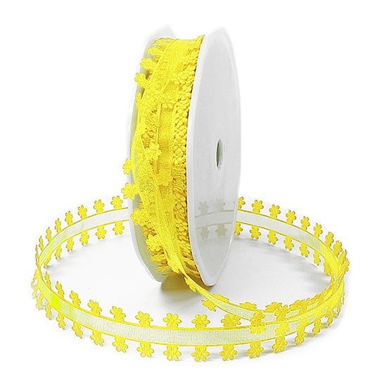 Blümchen-Organzaband: 20mm breit / 20m-Rolle