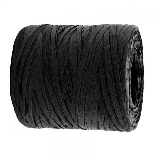 PAPER-Raffia-Bast, schwarz: 5mm breit / 200m-Rolle.