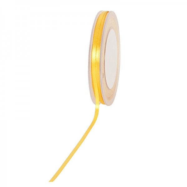 Satinband SIMPEL, gelb: 3 mm breit / 50 Meter, mit einfacher schlichter Webkante.