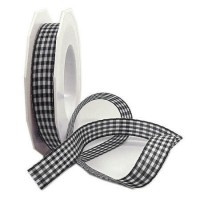 Vichy-Karoband, schwarz-weiss: 15mm breit / 20m-Rolle Vichy-Karoband, schwarz-weiss: 15mm breit / 20m-Rolle