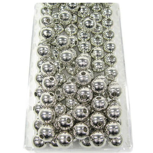 Metallic-Perlen, silber: 10mm Ø - 115 Stück