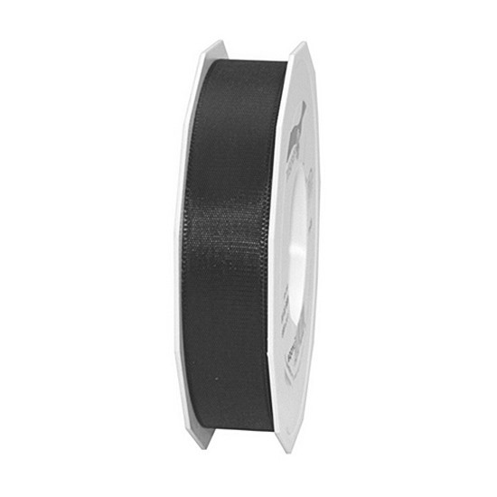 Taftband, schwarz: 25mm breit / 50m-Rolle, mit feiner Webkante.