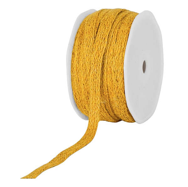 Jute-Flechtband, gelb: 12mm breit / 20m-Rolle